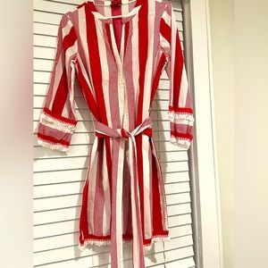 Women| J. Crew Red and White Dress with Belt Size:8P